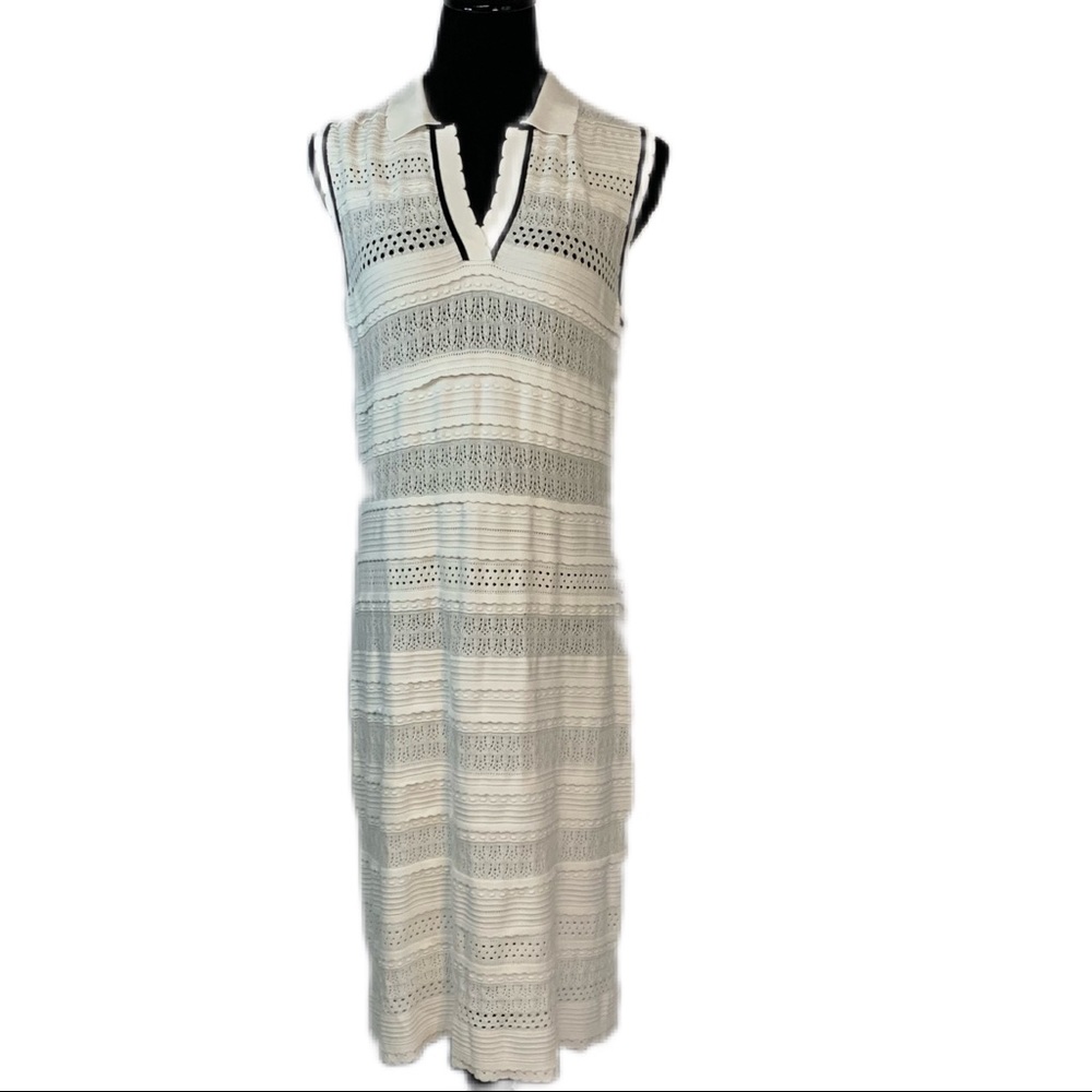 Brooks Brothers SZ L Crocheted Knit Polo Knee Length Polo Dress